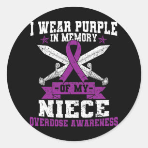 Ki Purple Ribbon Overdose Awareness Month Costume  Classic Round Sticker