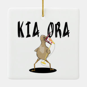 Kia Ora Kiwi Ceramic Ornament