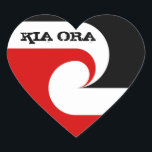 Kia Ora & Maori Flag, New Zealand /Sports, rugby Heart Sticker<br><div class="desc">Stickers: Kia Ora & Maori flag - ethnic symbol & national Maori Flag of New Zealand (Tino Rangatiratanga) - love my country party dining,  travel,  holiday,  national patriots / sports fans (rugby world)</div>