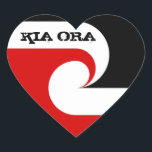 Kia Ora & Maori Flag, New Zealand /Sports, rugby Heart Sticker<br><div class="desc">Stickers: Kia Ora & Maori flag - ethnic symbol & national Maori Flag of New Zealand (Tino Rangatiratanga) - love my country party dining,  travel,  holiday,  national patriots / sports fans (rugby world)</div>