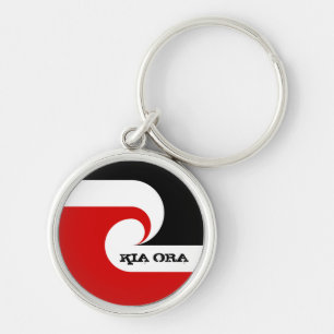 Kia Ora & Maori Flag, New Zealand /Sports, rugby K Key Ring