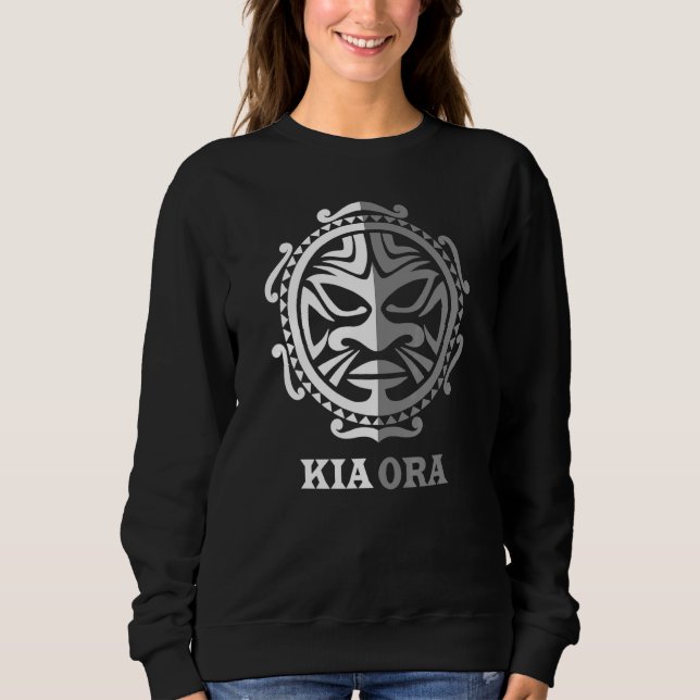 Kia Ora New Zealand Culture Symbol Haka Maori Danc Sweatshirt (Front)