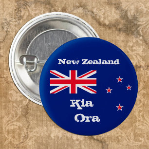 Kia Ora & New Zealand Flag fashion / New Zealand 3 Cm Round Badge