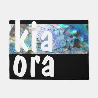 KIA ORA NEW ZEALAND PAUA BLACK MAORI NZ KIWI DOORMAT