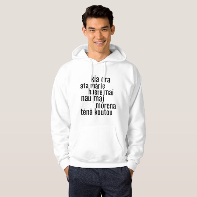 KIA ORA NZ MĀORI KIWI GREETINGS NEW ZEALAND  HOODIE (Front Full)