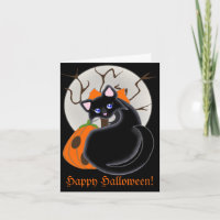 Kiara Toon Kitty Black Cat Moon & Tree Card
