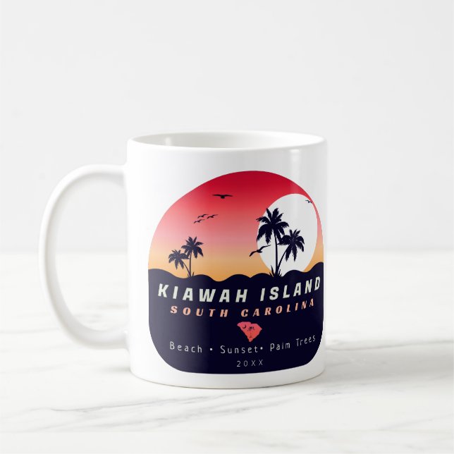 Kiawah Island Pier SC Retro Sunset Souvenirs 60s Coffee Mug (Left)