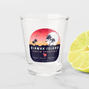 Kiawah Island Pier SC Retro Sunset Souvenirs 60s Shot Glass