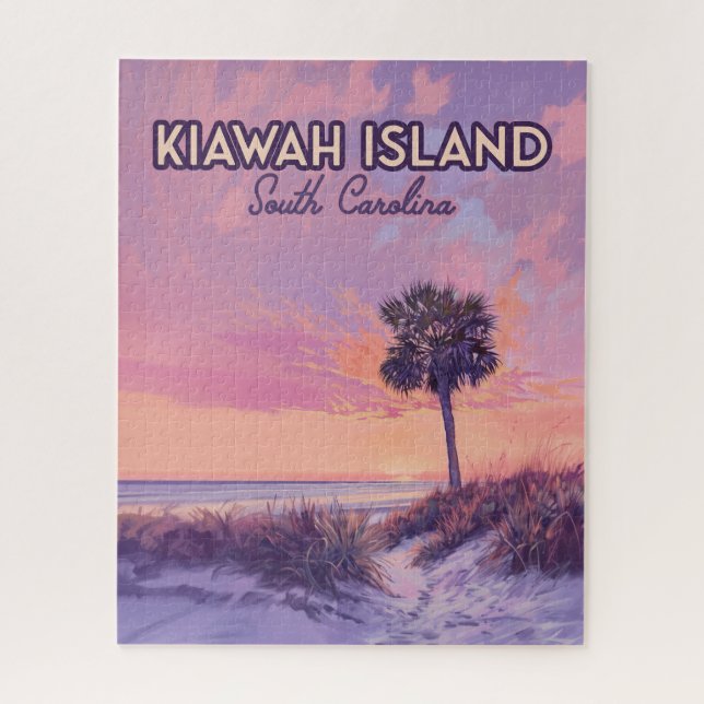 Kiawah Island South Carolina Beach Palm Tree Jigsaw Puzzle (Vertical)