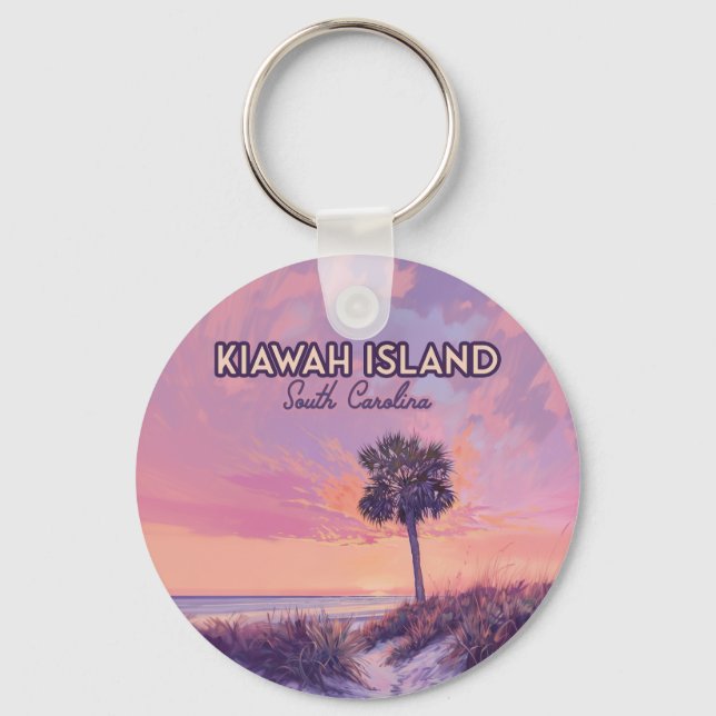 Kiawah Island South Carolina Beach Palm Tree Key Ring (Front)