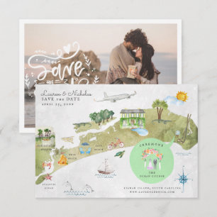 Kiawah Island Wedding Itinerary Map Invitation