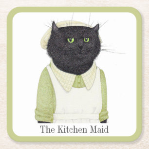 KICHEN MAID CAT Square Paper Coasters + Text