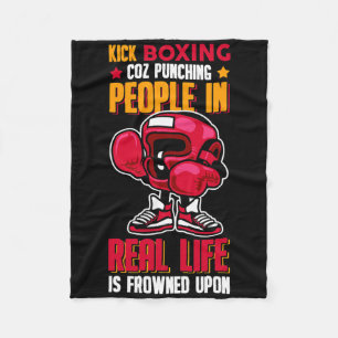 Kick Boxing Punching People Frowned Upon Fleece Blanket