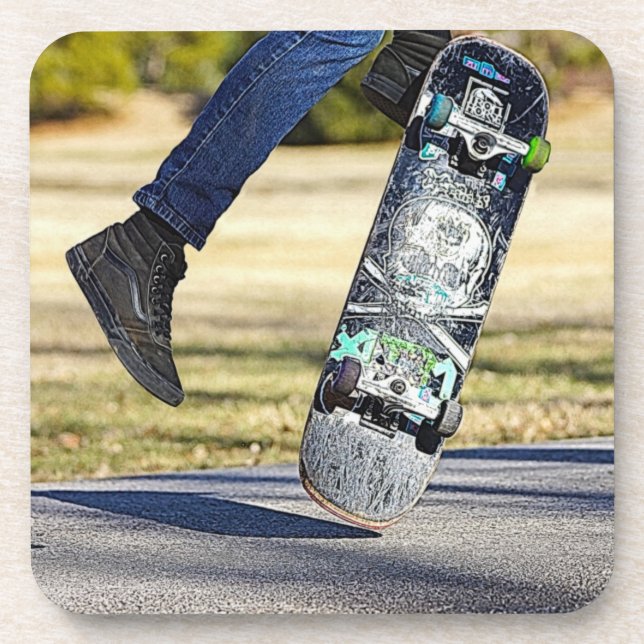 Kick Flip It Painterly Coaster (Front)