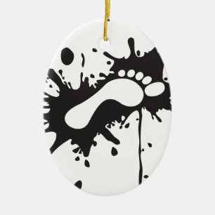 kick - foot print in messy blot ceramic tree decoration