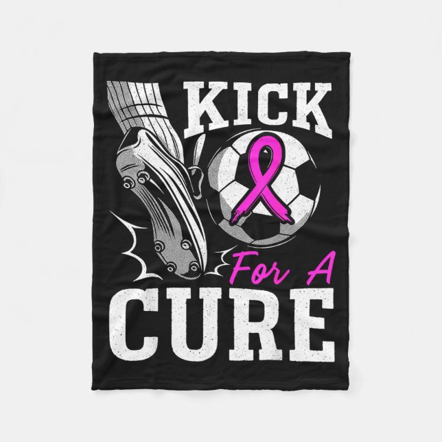 Kick For A Breast Cancer Awareness Nk Ribbon Socce Fleece Blanket (Front)