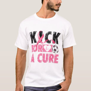 Kick For A Cure Breast Cancer Awareness Pink Ribbo T-Shirt