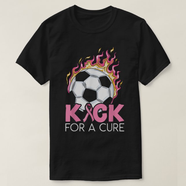 Kick For A Cure Soccer Player Breast Cancer Awaren T-Shirt (Design Front)