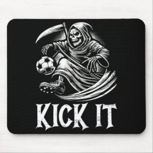 Kick It Grim Reaper Playing Soccer T Shirt  Mouse Pad