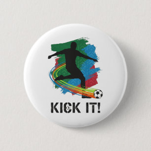 Kick It Soccer Player Silhouette Graphic Tee For F 6 Cm Round Badge