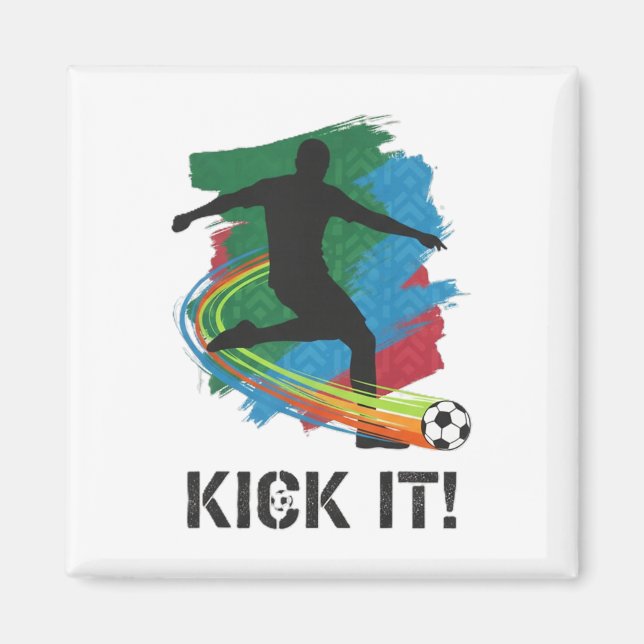 Kick It Soccer Player Silhouette Graphic Tee For F Magnet (Front)