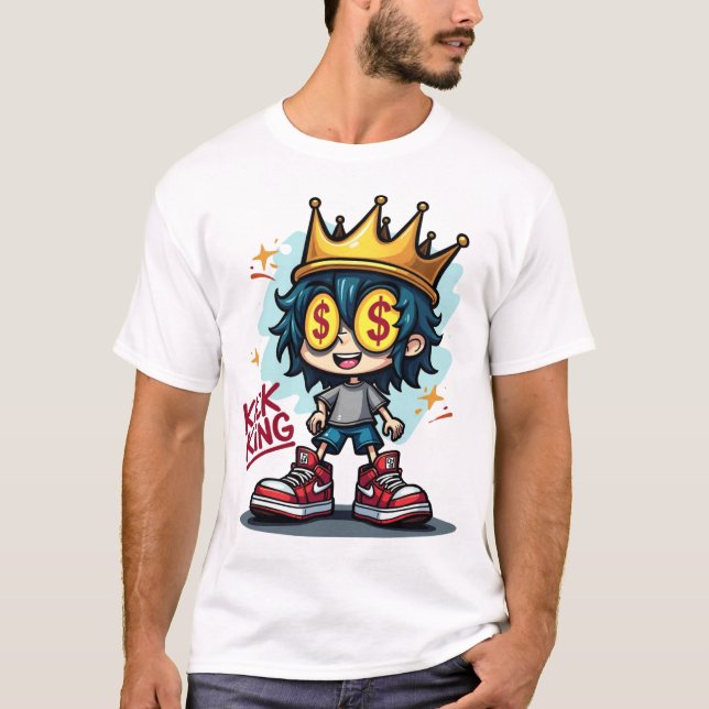 Kick King Sneakerhead Cartoon Graffiti Shirt (Front)