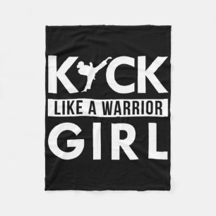Kick Like A Warrior Girl Karate Taekwondo  Fleece Blanket