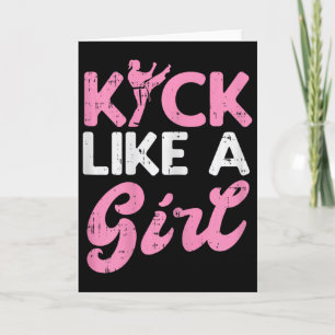 Kick Like Girl Karate Taekwondo Kung Fu Martial Ar Card