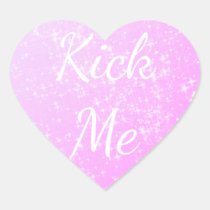 Kick Me funny prank pink heart joke sticker