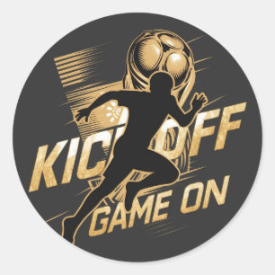 KICK OFF GAME ON VECTOR FOOTBALL CLASSIC ROUND STICKER
