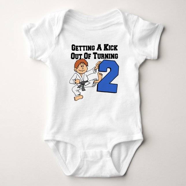 Kick Out Of Turning Two Baby Bodysuit (Front)