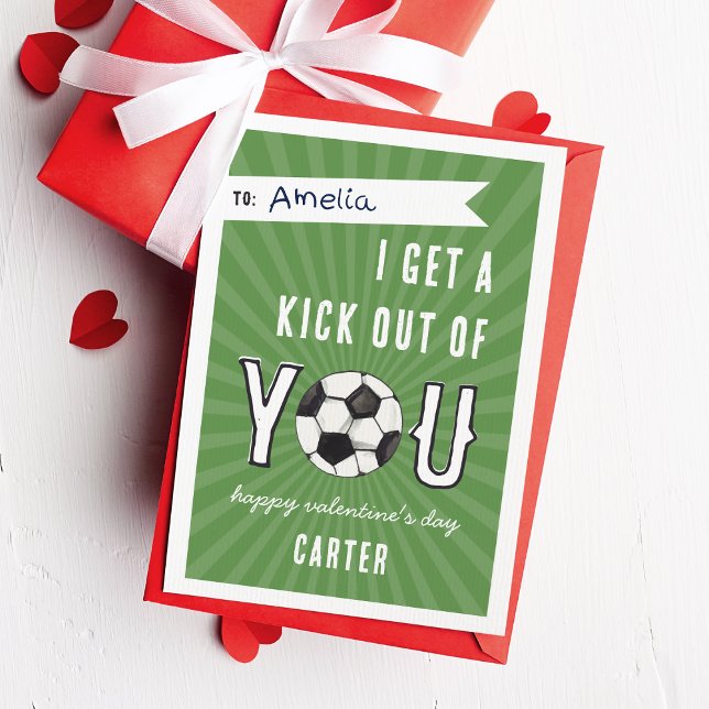 Kick Out of You Soccer Classroom Valentine Card (Creator Uploaded)