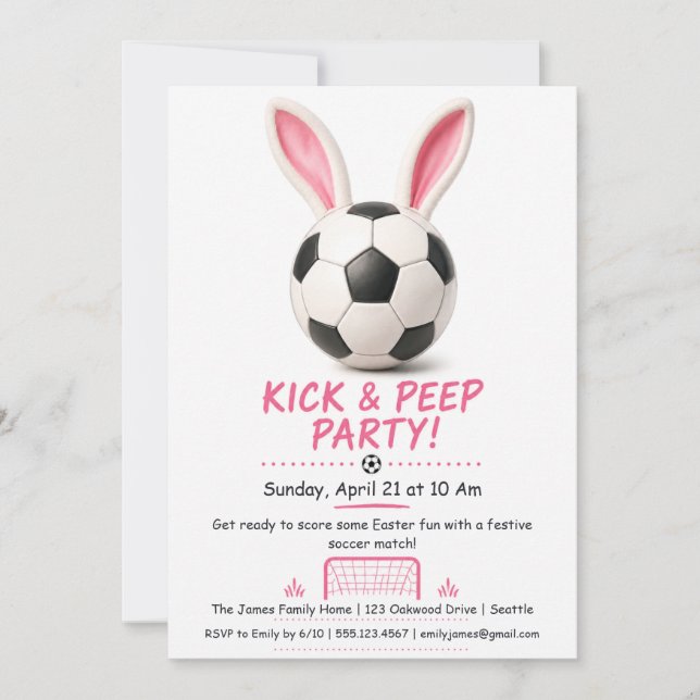 Kick & Peep Party – Easter Soccer Invitation (Front)