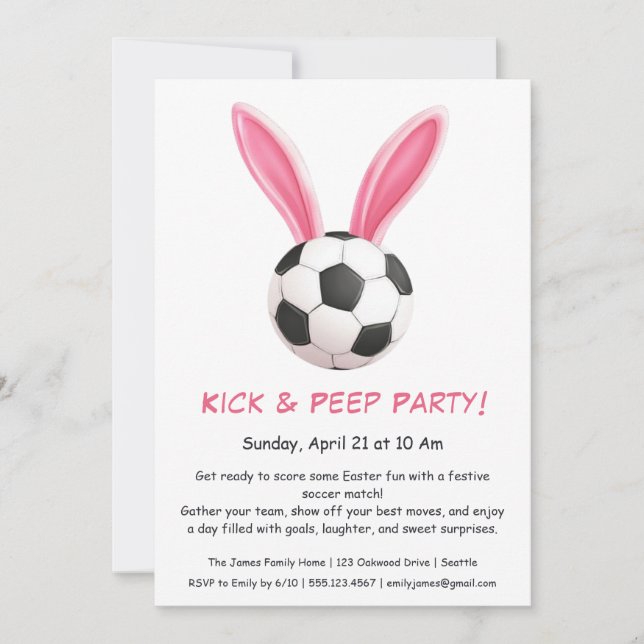 Kick & Peep Party – Easter Soccer Invitation (Front)