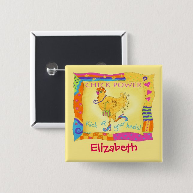Kick Up Your Heels Chick Power Name Badge (Front & Back)