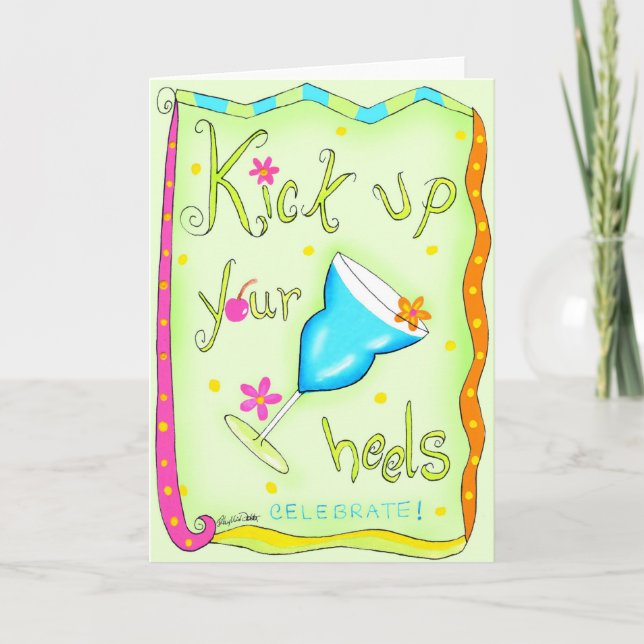 Kick up Your Heels Greeting or Note Card Green (Front)