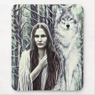 Kickapoo Indian Brujah White Wolf original art Mouse Pad