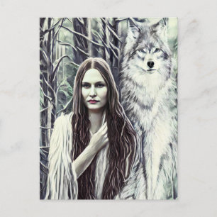 Kickapoo Indian Brujah White Wolf original art Postcard