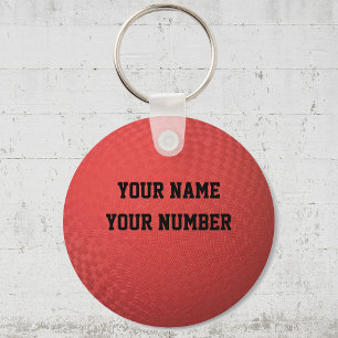 Kickball Keychain ID Tag YOUR NAME & Number