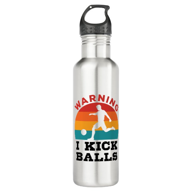 Kickball Warning I Kick Balls 710 Ml Water Bottle (Front)