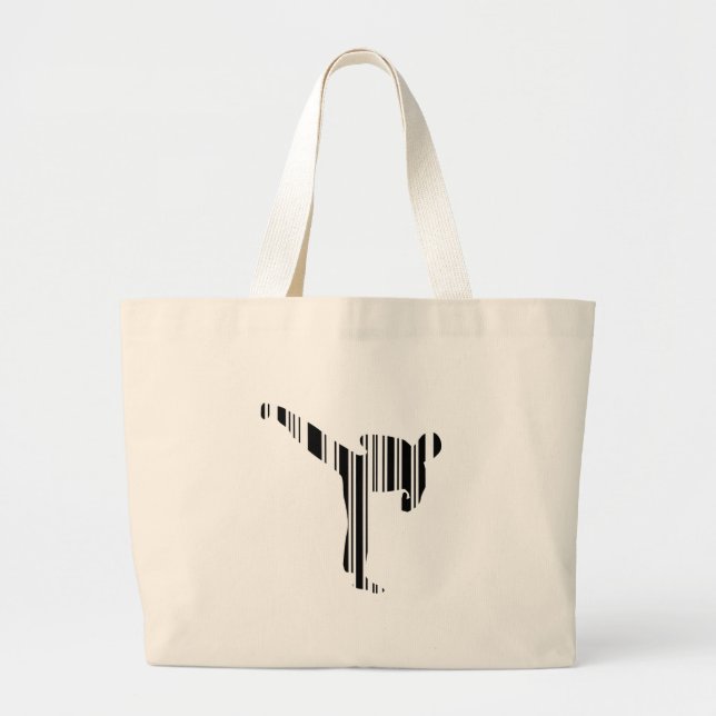 KICKBOXER BAR CODE Kickboxing Barcode Pattern Large Tote Bag (Front)