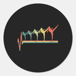 Kickboxer Girl Funny Kickboxing Heartbeat Gift  Classic Round Sticker