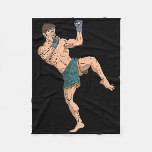 Kickboxer Prepares To Strike  Fleece Blanket (Front)