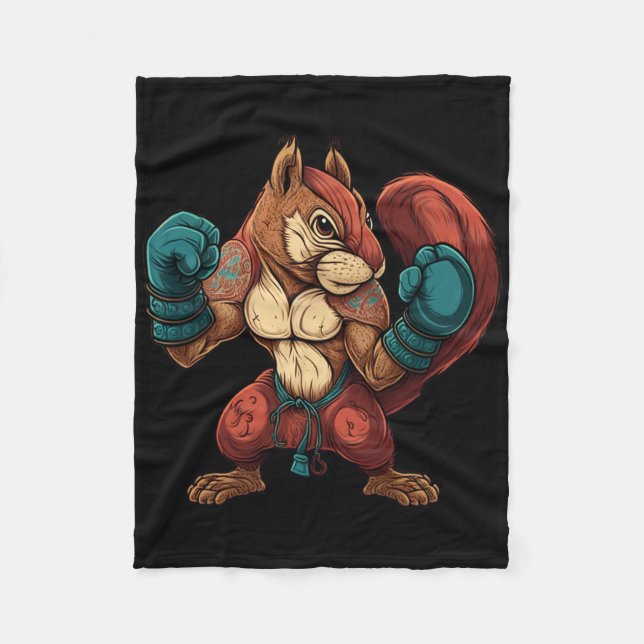 Kickboxer Squirrel Boxing Boxing Gloves Mma Kickbo Fleece Blanket (Front)