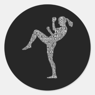Kickboxer Typography - Kickboxing Mixed Martial Ar Classic Round Sticker