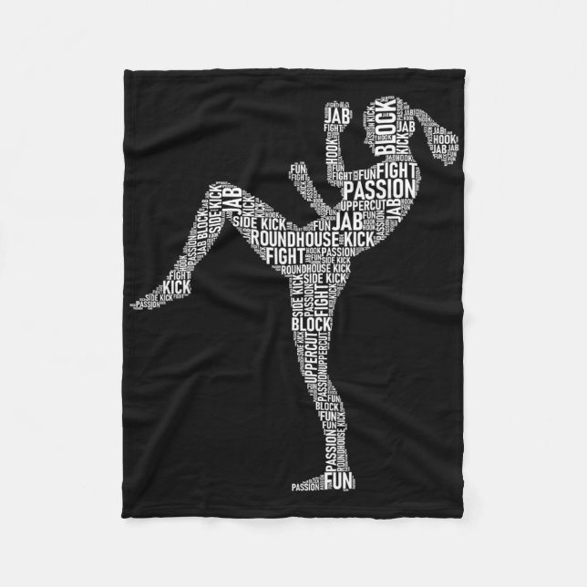 Kickboxer Typography - Kickboxing Mixed Martial Ar Fleece Blanket (Front)