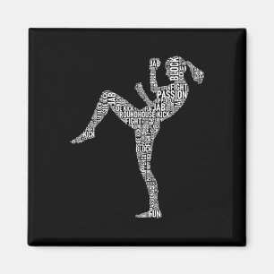 Kickboxer Typography - Kickboxing Mixed Martial Ar Magnet