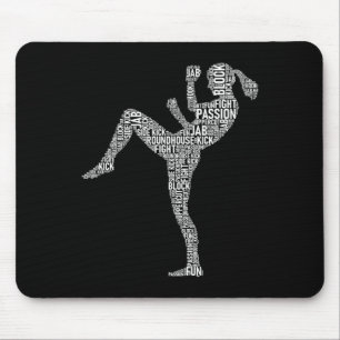 Kickboxer Typography - Kickboxing Mixed Martial Ar Mouse Pad