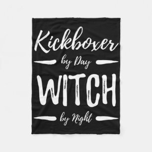 Kickboxer Witch Funny Kickboxing Halloween Costume Fleece Blanket