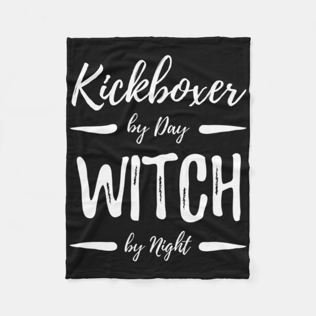 Kickboxer Witch Funny Kickboxing Halloween Costume Fleece Blanket (Front)